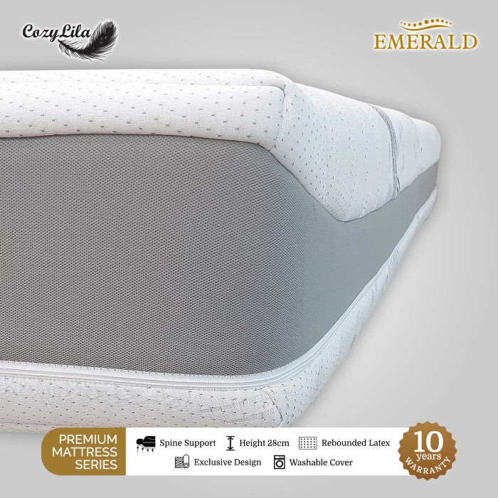 Cozylila Mattress + HB Divan Emerald Rebonded Latex Zipper 120X200 Detail Material 2