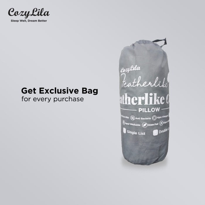 Bantal Bulu Angsa Featherlike Olive Single List + Free Exclusive Bag