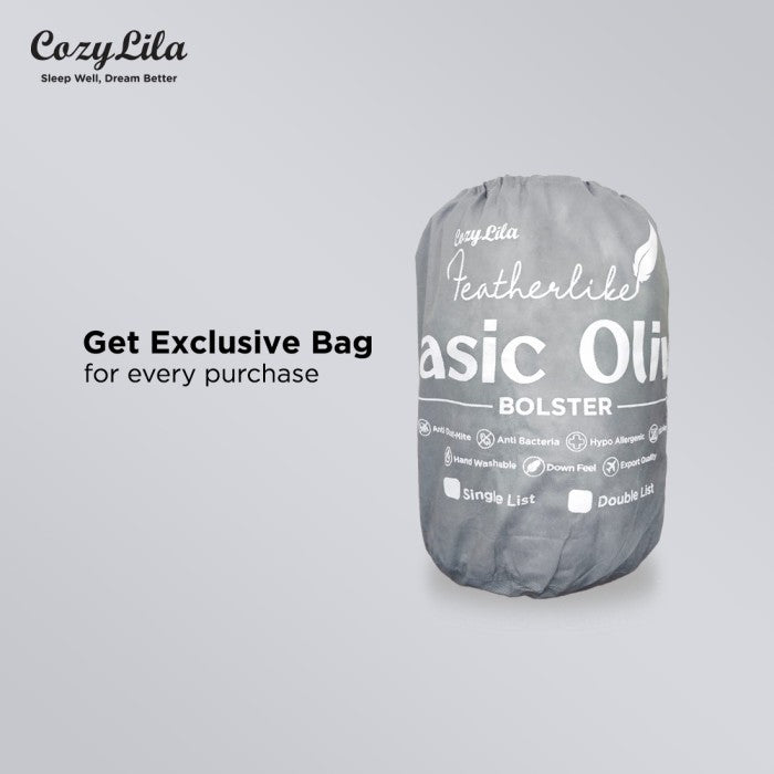 Guling Bulu Angsa Featherlike Basic Olive (Double List) + Free Exclusive Bag