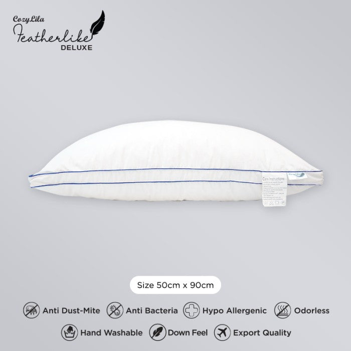 Bantal Luxury Bulu Angsa Featherlike Deluxe (Double List) Tampak Samping