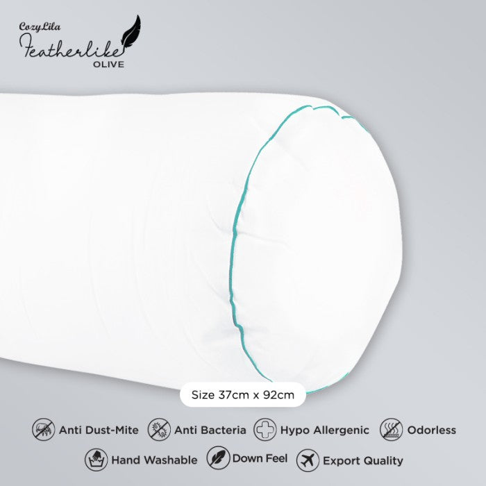 Paket 1 Bantal 1 Guling Bulu Angsa Featherlike Olive Double List Detail Guling