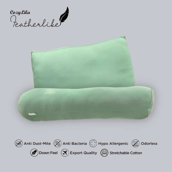 Paket 1 Bantal 1 Guling Featherlike Puffy Double List