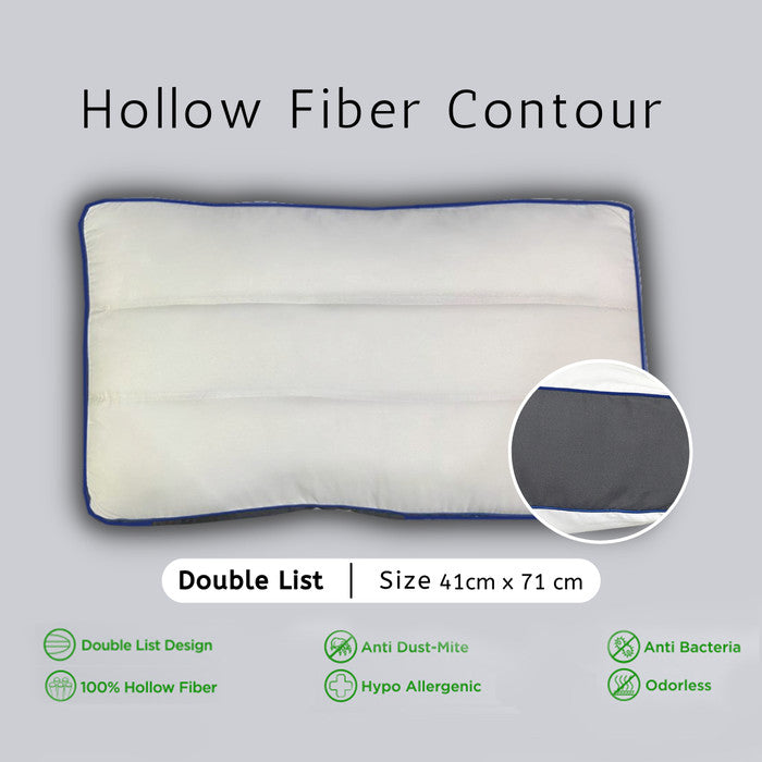 Bantal Hollow Fiber Contour (Double List) Tampak Atas dan Detail