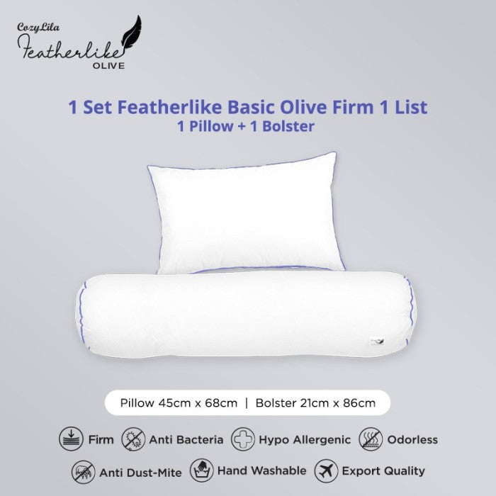 Paket 1 Bantal 1 Guling Basic Olive Firm