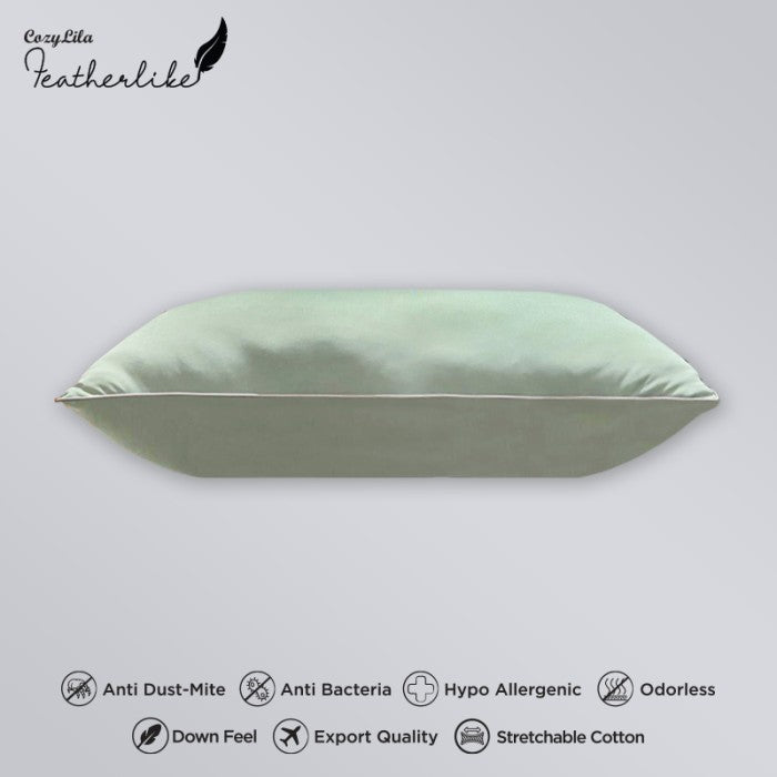 Bantal Featherlike Puffy Single List Tampak Samping