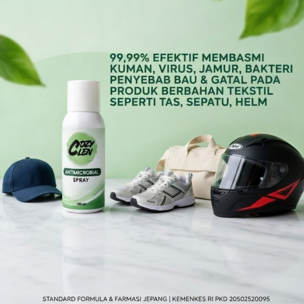 Cozyclen Hotel Linen Spray Anti Tungau, Anti Bau, Jamur, Virus, Kuman & Bakteri | Multifungsi Untuk Linen |Glove| Sepatu | Helm | Tas dll
