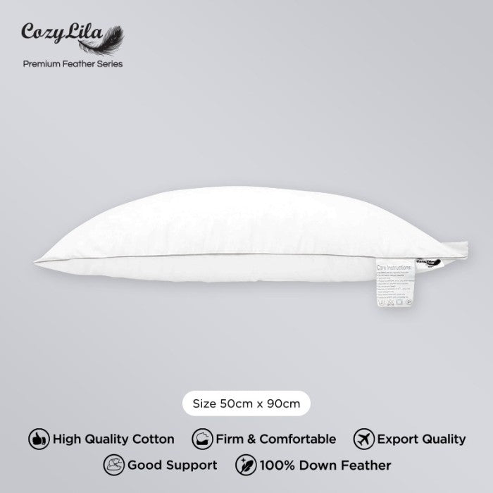 Bantal Luxury Bulu Angsa 100% Down Soft Smooth (Single List) Tampak Samping