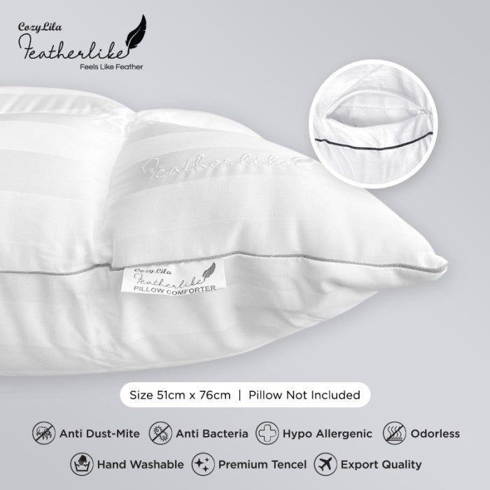 Pillow Comforter Bulu Angsa Featherlike Premium Organic Silk Detail Material