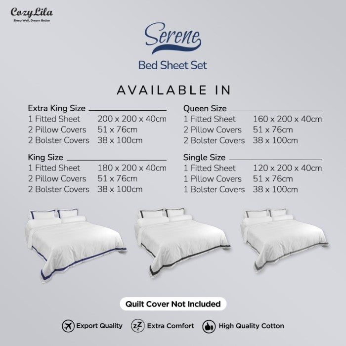 Bedsheet Set Serene Black Detail Sizes