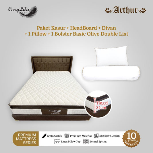 Cozylila Mattress + HB Divan Arthur Pillow Top Latex Spring 120X200