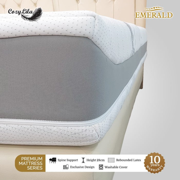 Cozylila Mattress + HB Divan Emerald Rebonded Latex Zipper 200X200 Detail Material 2