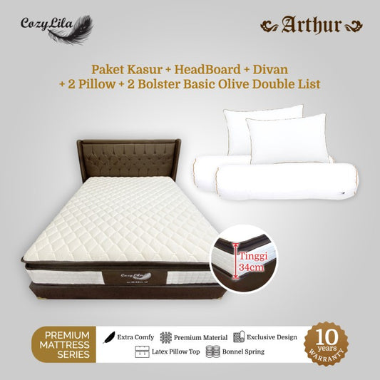 Cozylila Mattress + HB Divan Arthur Pillow Top Latex Spring 200X200