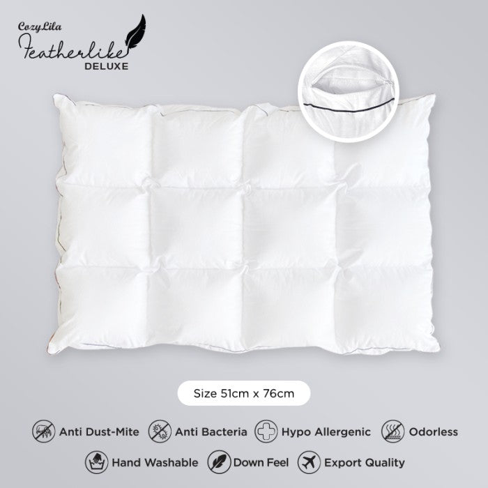 Paket Pillow Comforter Bantal Featherlike Basic Olive Double List Features Detail