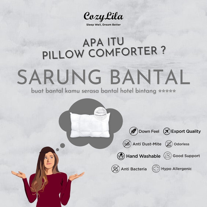 Paket 1 Pillow Comforter 1 Bantal Bulu Angsa Featherlike Basic Olive Single List - Info