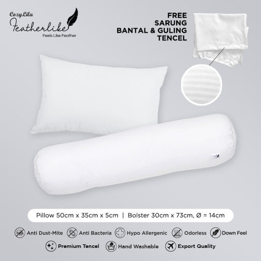 Paket 1 Bantal 1 Guling Balita Featherlike Premium Organic Silk