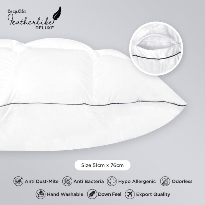 Paket Pillow Comforter Bantal Featherlike Basic Olive Double List - Bantal Features