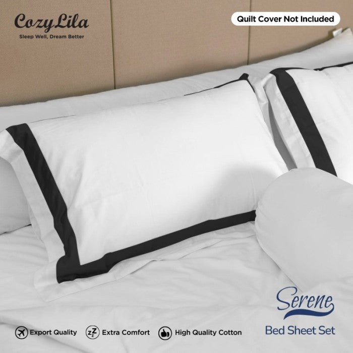 Bedsheet Set Serene Black 120x200 Detail Bantal