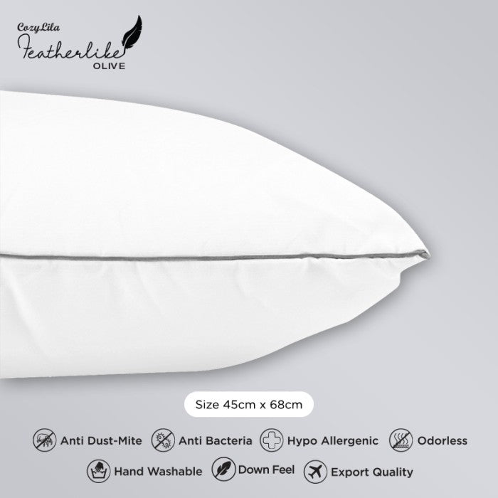 Paket 1 Pillow Comforter 1 Bantal Bulu Angsa Featherlike Basic Olive Single List - Bantal