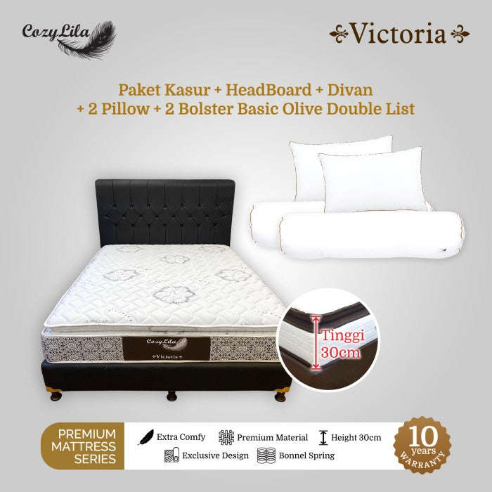 Cozylila Mattress + HB Divan Victoria Spring Pillow Top 180X200