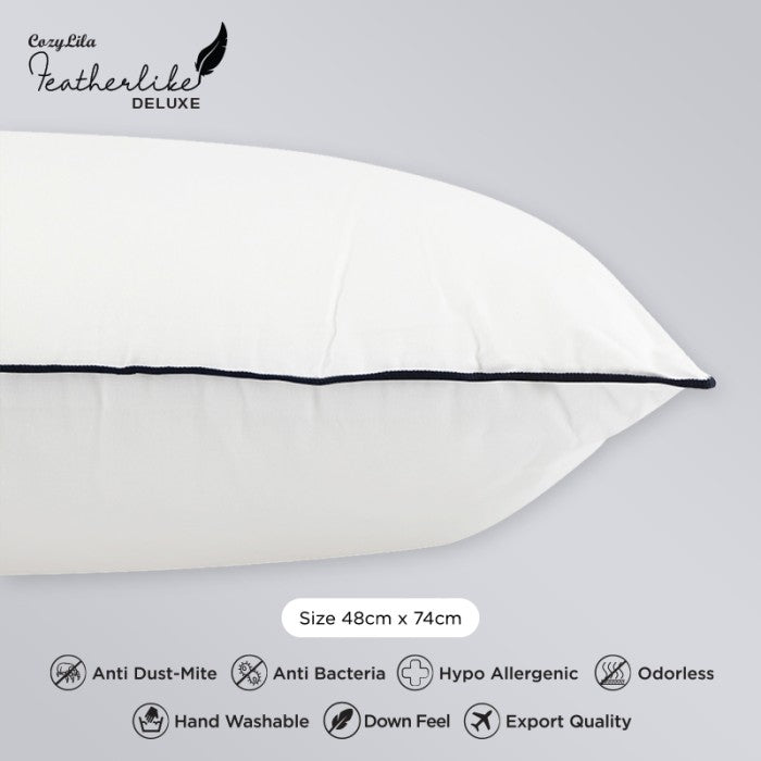 Paket 1 Bantal 1 Guling Bulu Angsa Featherlike Deluxe (Single List) Detail Bantal