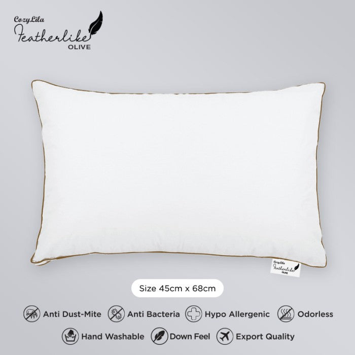 Bantal Bulu Angsa Featherlike Basic Olive (Double List) Tampak Atas