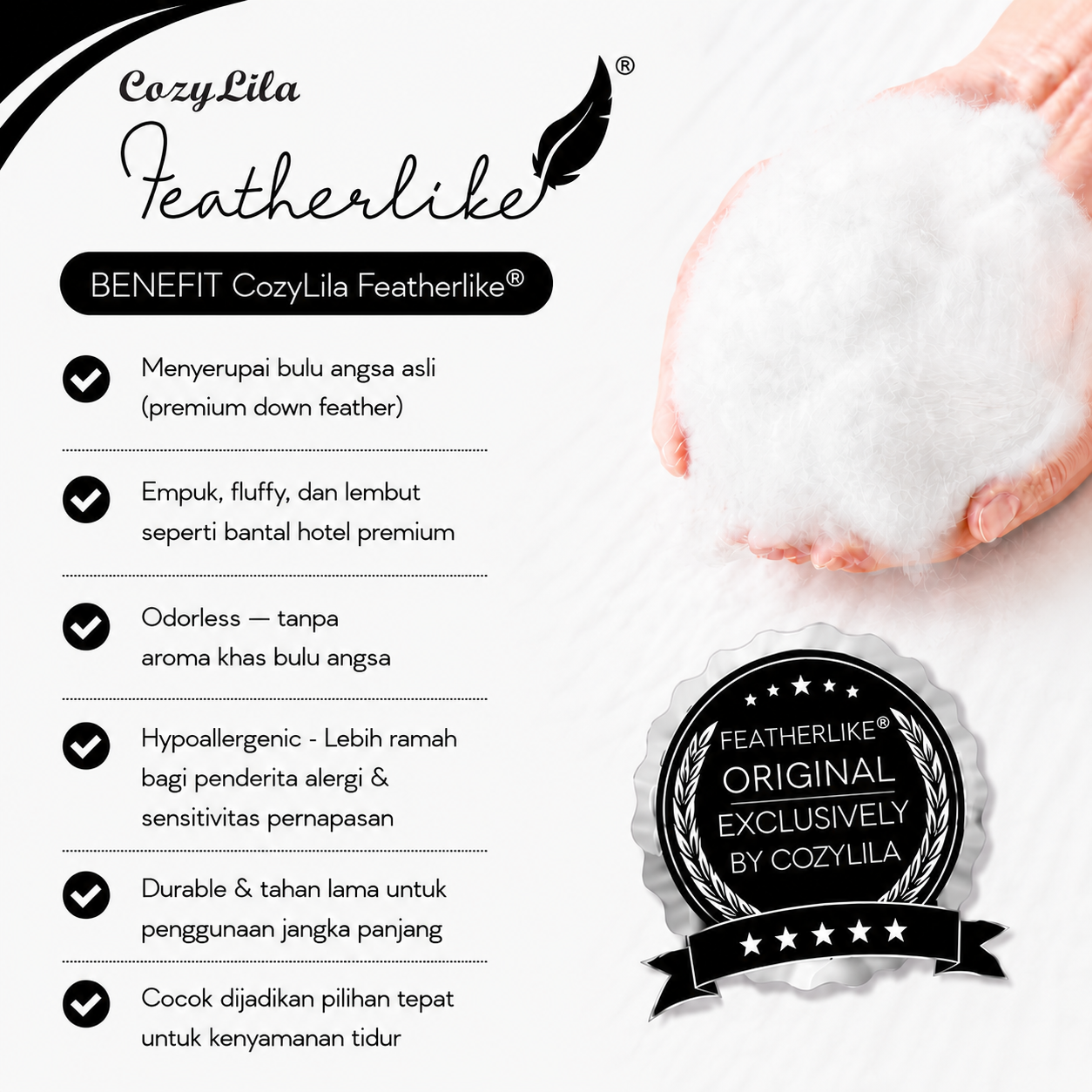 Bantal Bulu Angsa Featherlike BSC Olive (Double List)