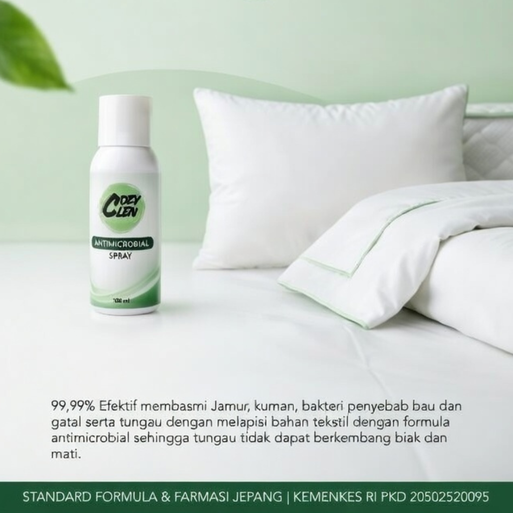 Cozyclen Hotel Linen Spray Anti Tungau, Anti Bau, Jamur, Virus, Kuman & Bakteri | Multifungsi Untuk Linen |Glove| Sepatu | Helm | Tas dll