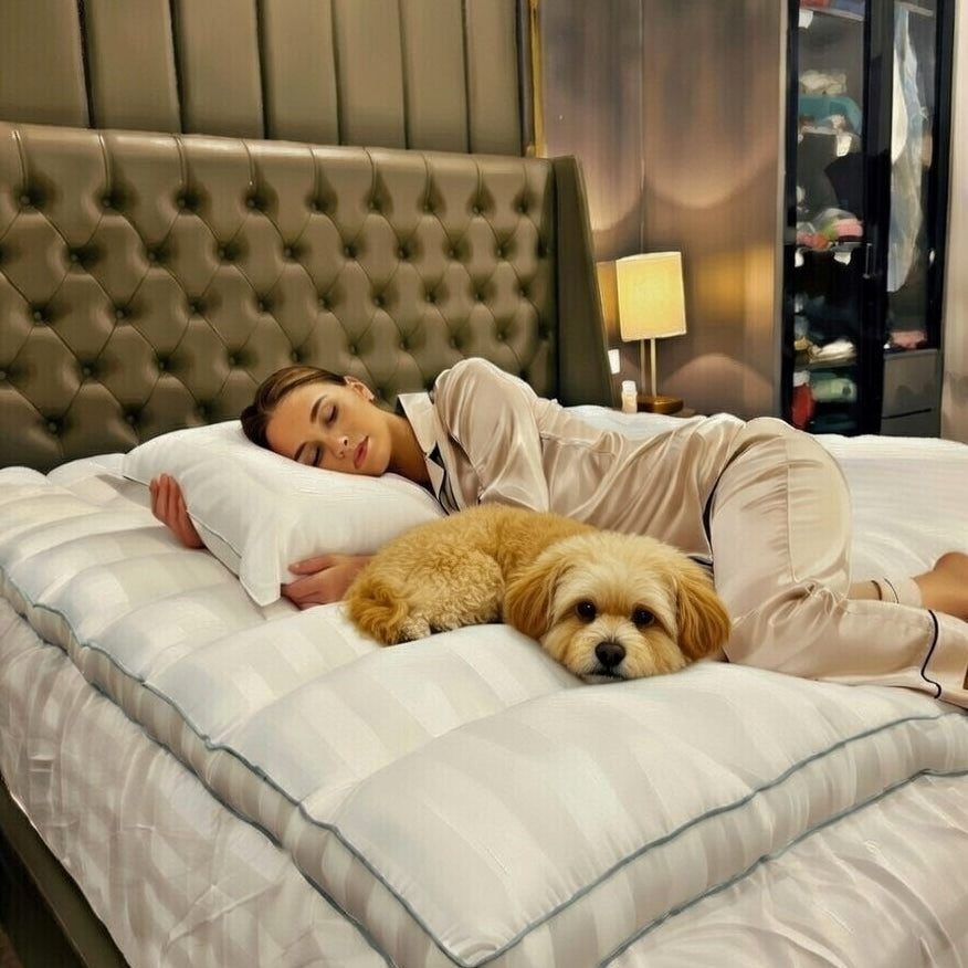 Luxury Mattress Topper Hotel Bulu Angsa Featherlike Dobby 300 TC FREE Bantal & Guling