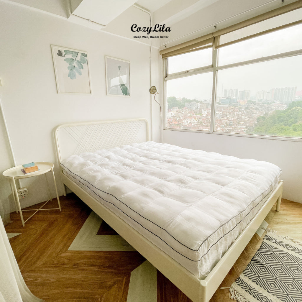 Luxury Mattress Topper Hotel Bulu Angsa Featherlike Dobby 300 TC FREE Bantal & Guling