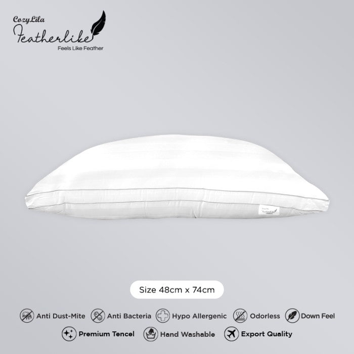 Bantal Bulu Angsa Featherlike Premium Organic Silk (Double List) Tampak Samping