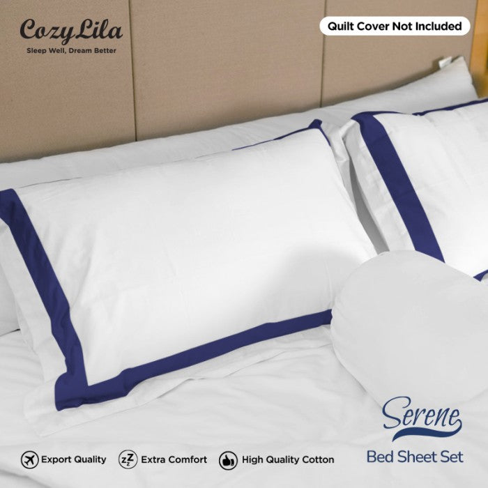 Bedsheet Set Serene Blue 160x200 Detail Bantal