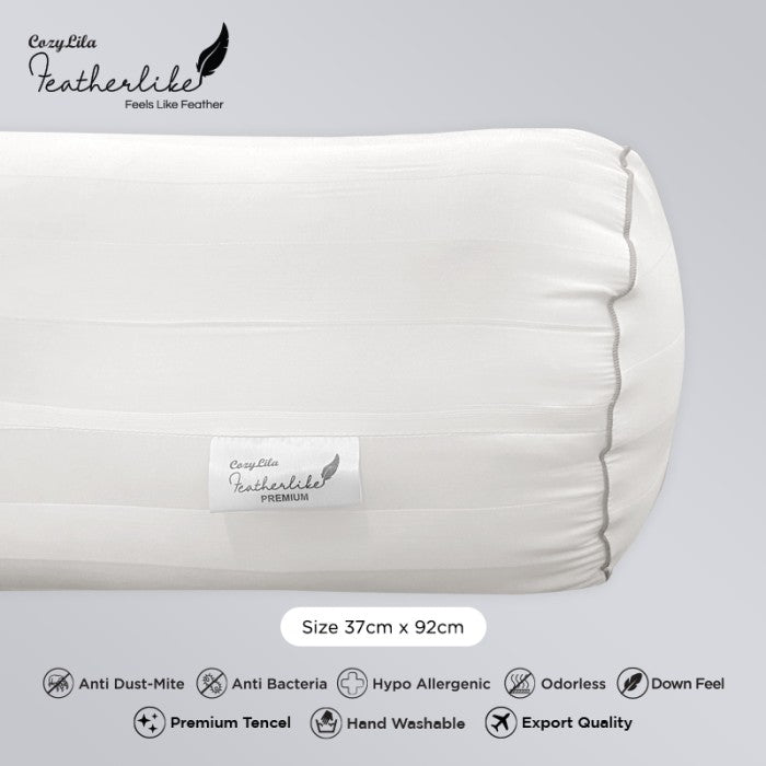 Paket 1 Bantal 1 Guling Bulu Angsa Featherlike Premium Organic Silk Detail Guling