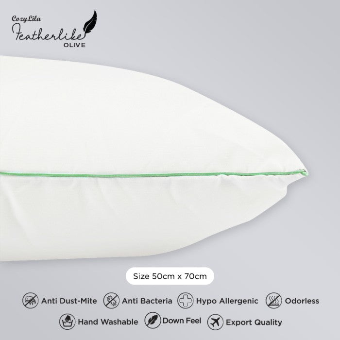 Paket 1 Pillow Comforter 1 Bantal Bulu Angsa Featherlike Olive (Single List) - Bantal