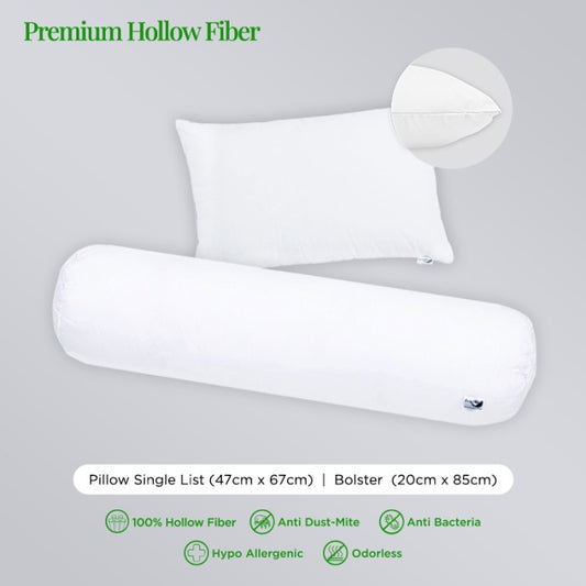 Paket 1 Bantal 1 Guling Premium Hollow Fiber (Single List)