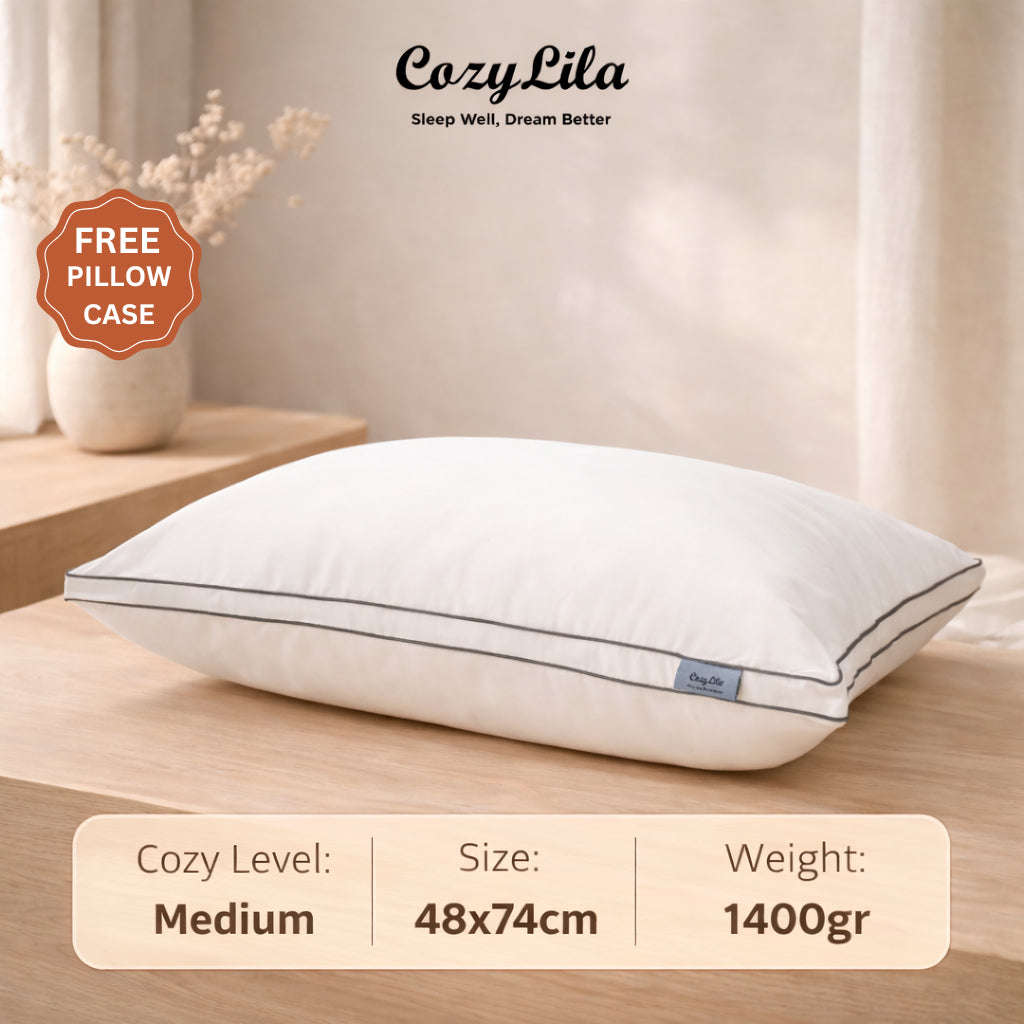 Bantal Bulu Angsa Featherlike Deluxe (Double List) 1400 Gram Free Sarung Bantal