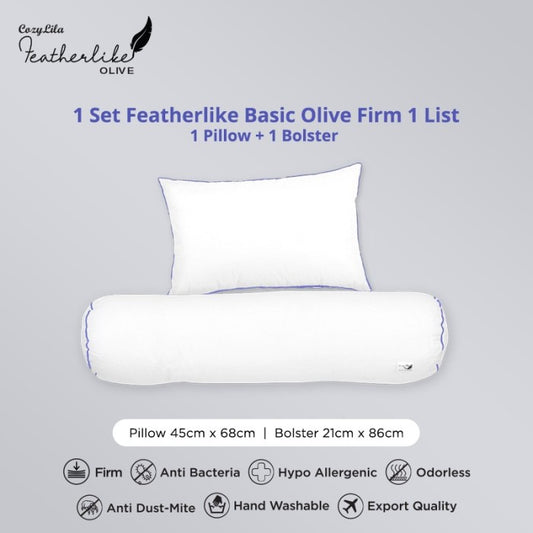 Paket 1 Bantal 1 Guling Basic Olive Firm