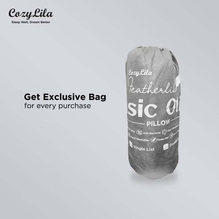 Paket 1 Bantal 1 Guling Featherlike Basic Olive + Free Exclusive Bag