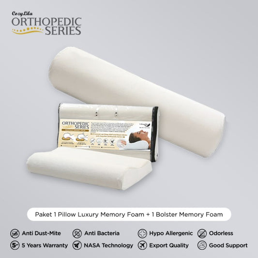 Paket 1 Bantal 1 Guling Orthopedic Luxury Memory Foam