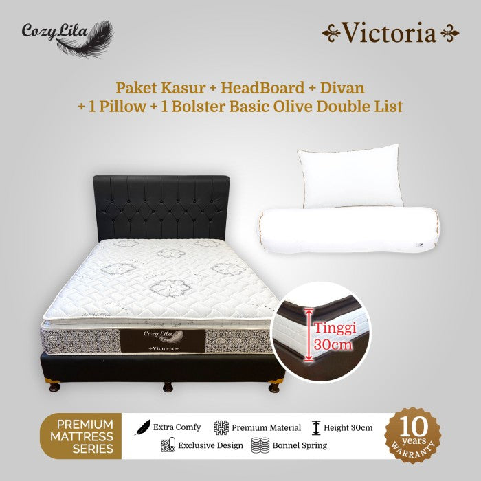Cozylila Mattress + HB Divan Victoria Spring Pillow Top 120X200