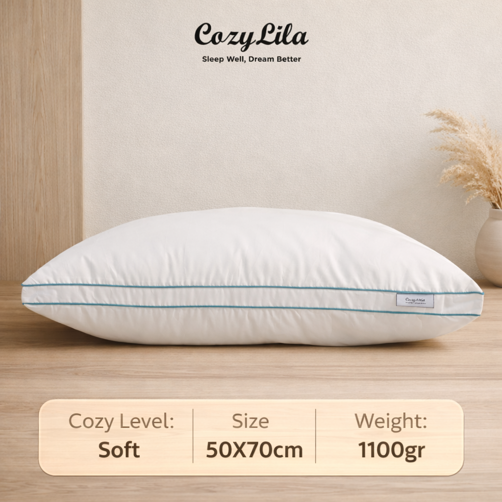 Bantal Bulu Angsa Featherlike Olive Double List 50 x 70 Cm