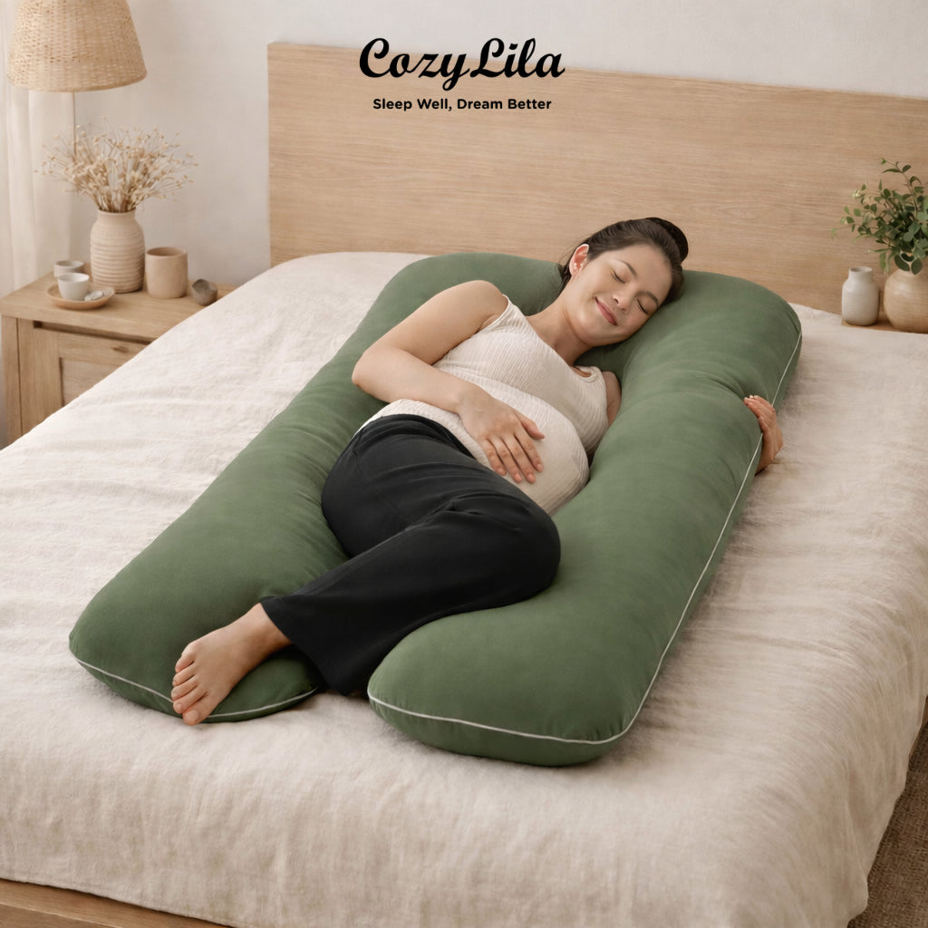 Puffy Maternity Pillow Featherlike / Bantal Ibu Hamil / Bantal Bumil Include Sarung Bantal