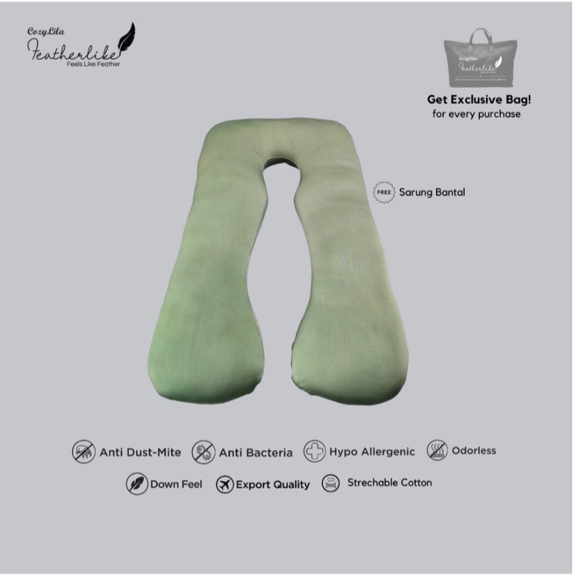 Puffy Maternity Pillow Featherlike / Bantal Ibu Hamil / Bantal Bumil Include Sarung Bantal