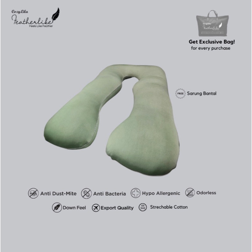 Puffy Maternity Pillow Featherlike / Bantal Ibu Hamil / Bantal Bumil Include Sarung Bantal