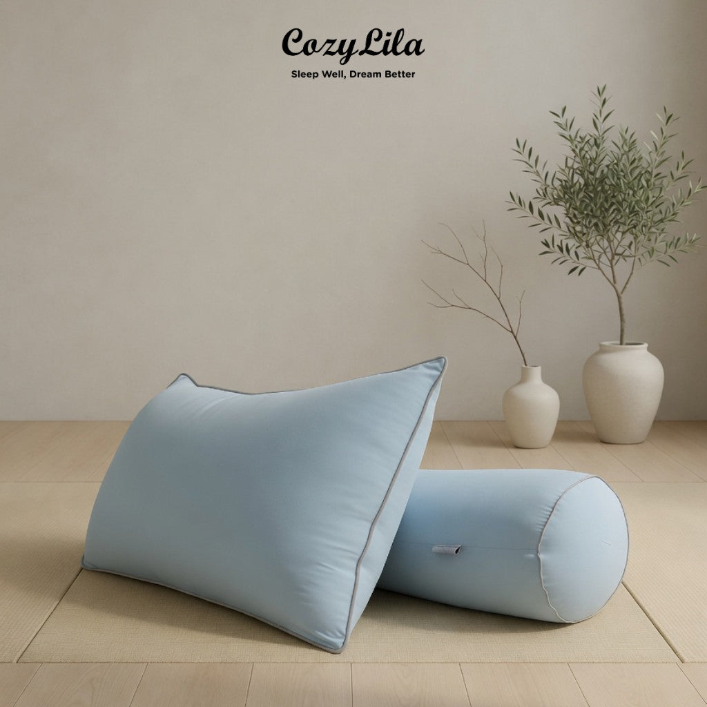 Cozylila Paket 1 Bantal 1 Guling Featherlike Puffy Cooling Mint