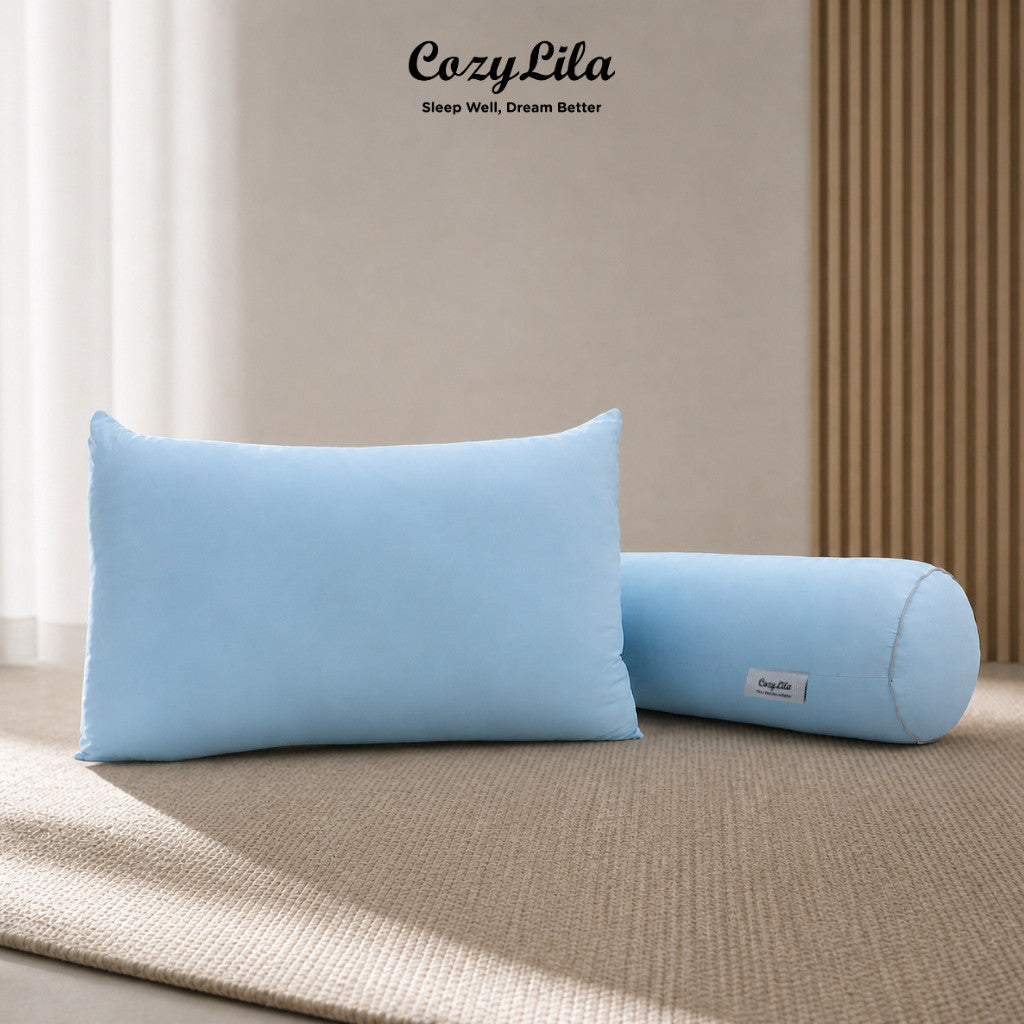 Cozylila Paket 1 Bantal 1 Guling Featherlike Puffy Cooling Mint