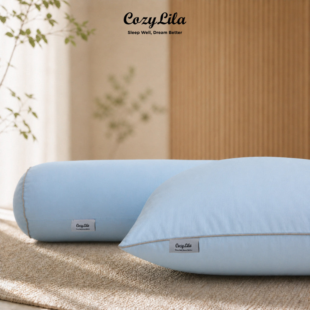 Cozylila Paket 1 Bantal 1 Guling Featherlike Puffy Cooling Mint
