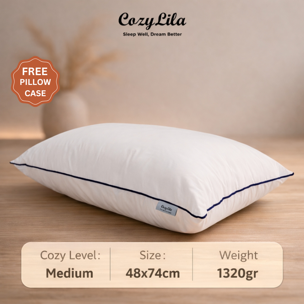 Bantal Bulu Angsa Featherlike Deluxe (Single List) Free Sarung Bantal