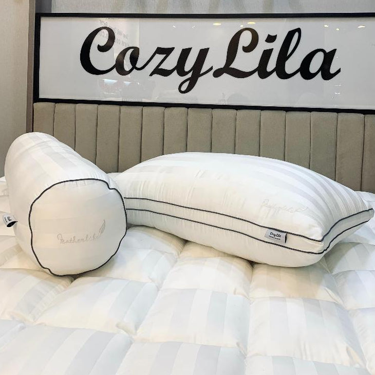 Paket 1 Bantal 1 Guling Bulu Angsa Featherlike Lyocell/Premium Organic Silk