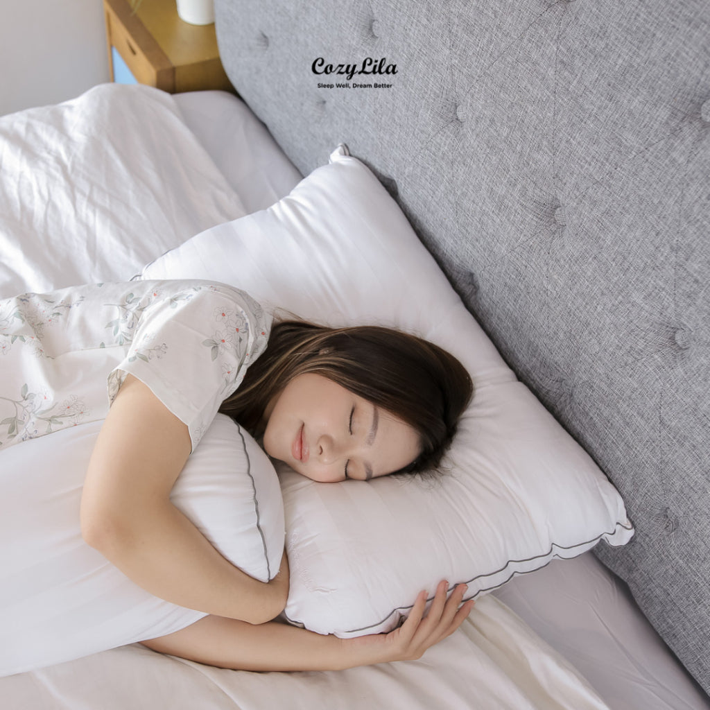 Paket 1 Bantal 1 Guling Bulu Angsa Featherlike Lyocell/Premium Organic Silk